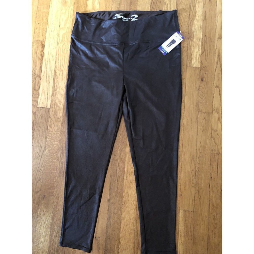 NWT Seven7 Womens Size XXL Faux Leather Leggings Espresso Brown Stretch